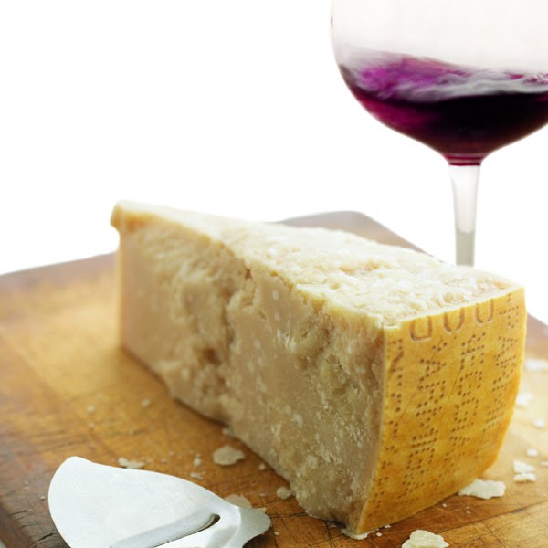Parmesan Cheese and Red Wine Glass