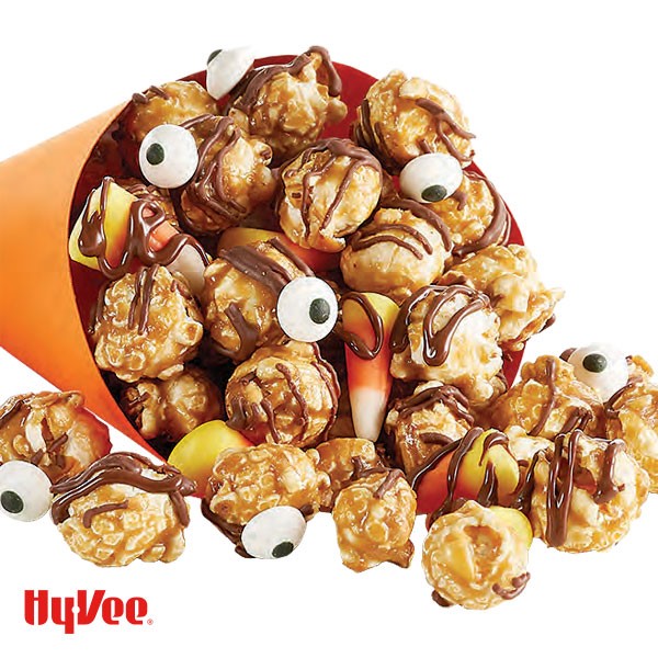 Monster Munch Caramel Popcorn with Chocolate, Candy Corn and Candy Eyes