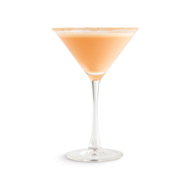 Martini glass filled with pumpkin spice martini