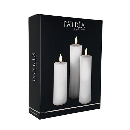  2" Patria LED Pillar Set of 3, White