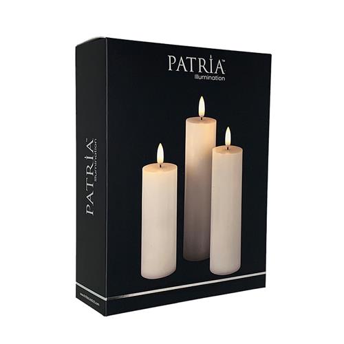 2" Patria LED Pillar Set of 3, Ivory